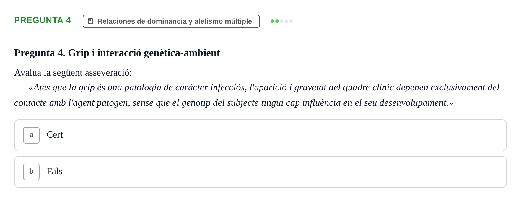 Enunciado: Pregunta 4 · Genética UAB 2021