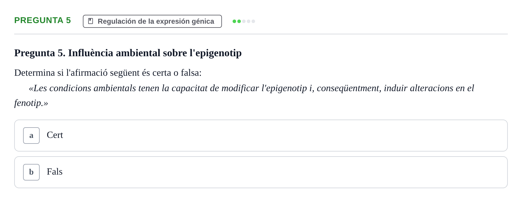 Enunciado: Pregunta 5 · Genética UAB 2021