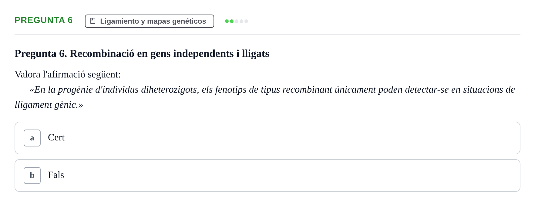 Enunciado: Pregunta 6 · Genética UAB 2021