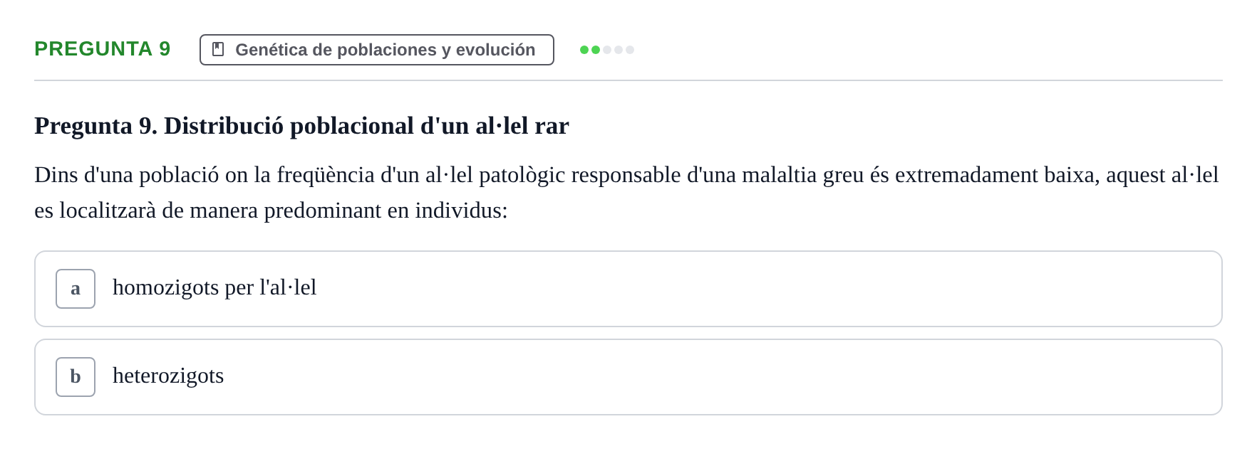 Enunciado: Pregunta 9 · Genética UAB 2021