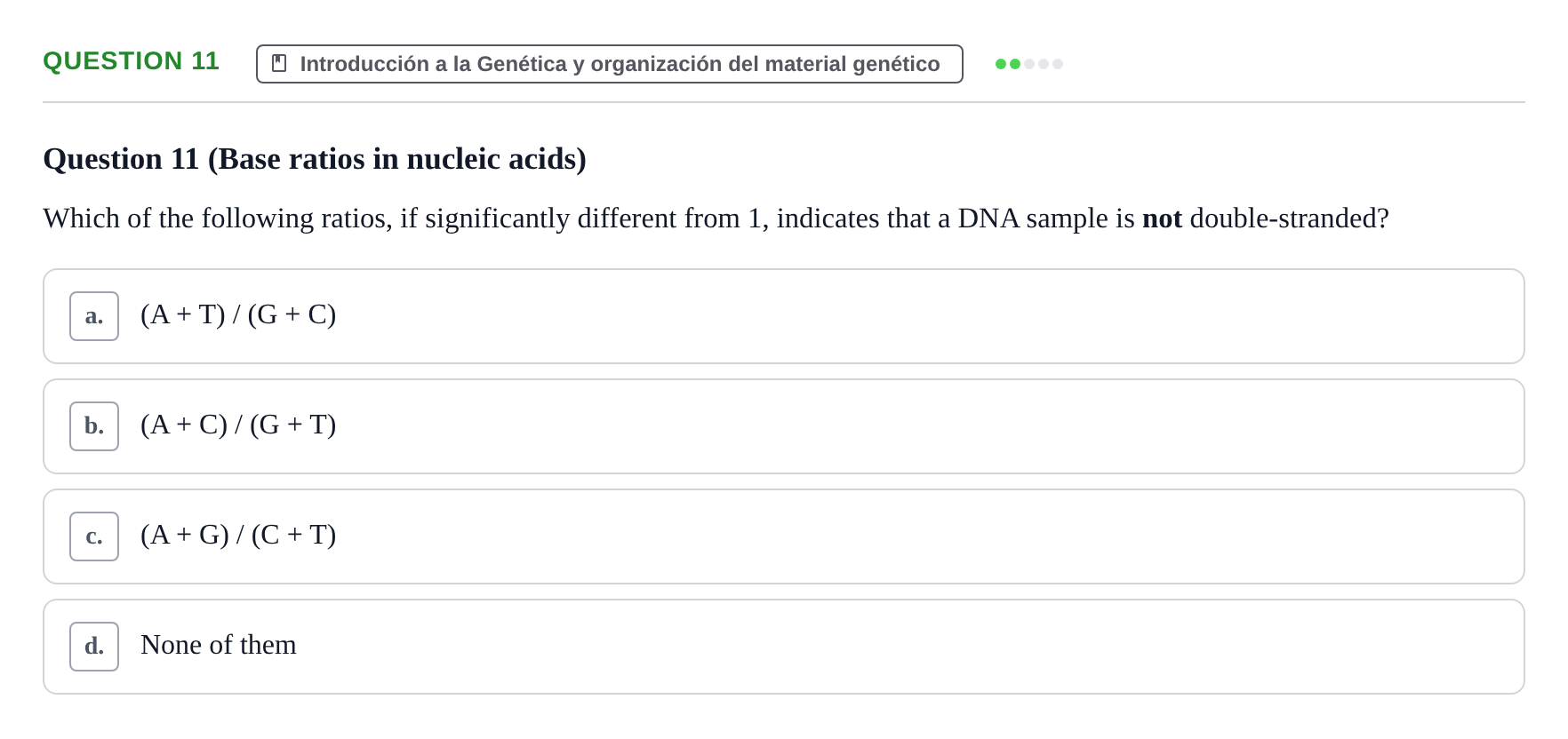 Enunciado: Question 11 · Genética UAB 2022