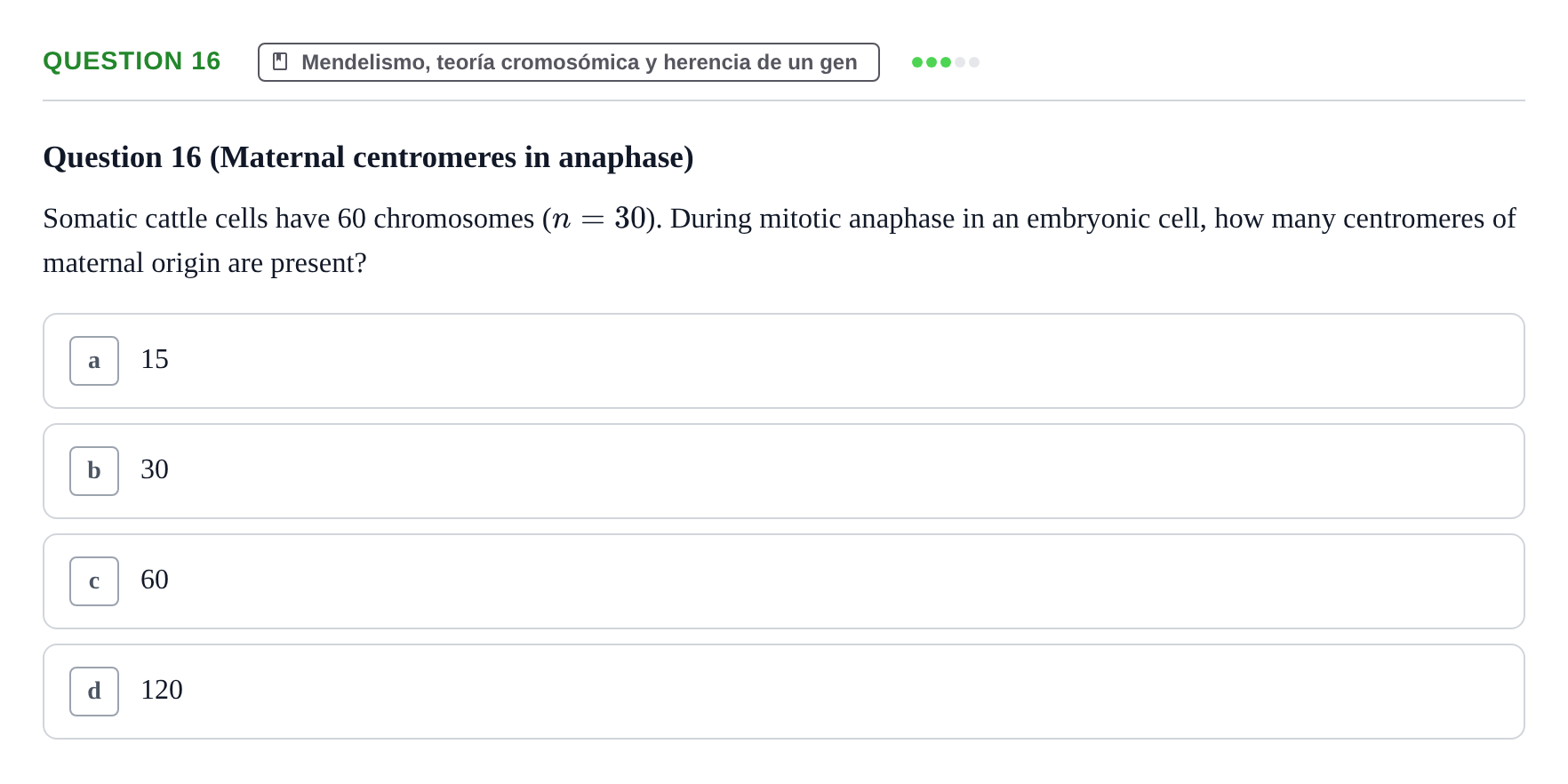 Enunciado: Question 16 · Genética UAB 2022