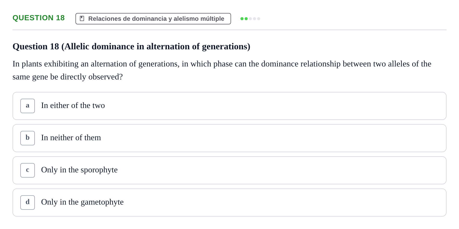 Enunciado: Question 18 · Genética UAB 2022