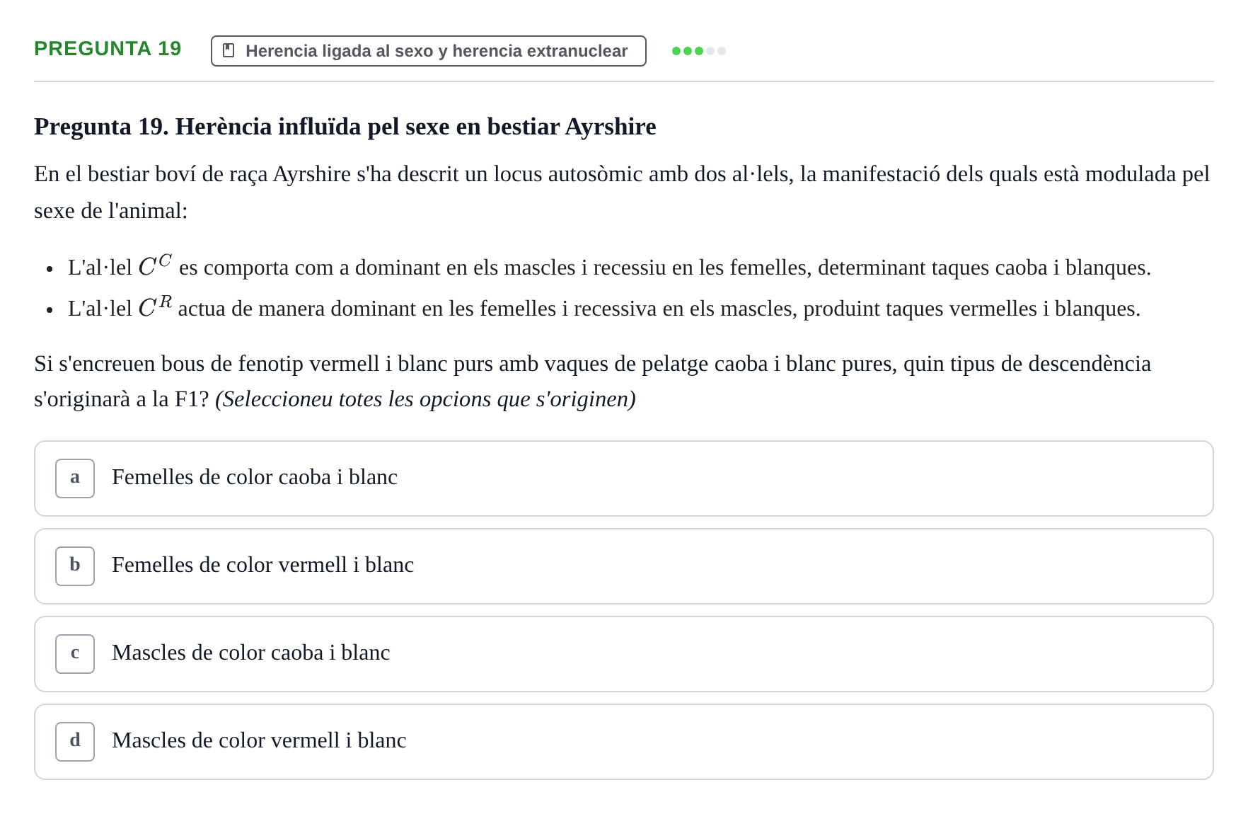 Enunciado: Pregunta 19 · Genética UAB 2021
