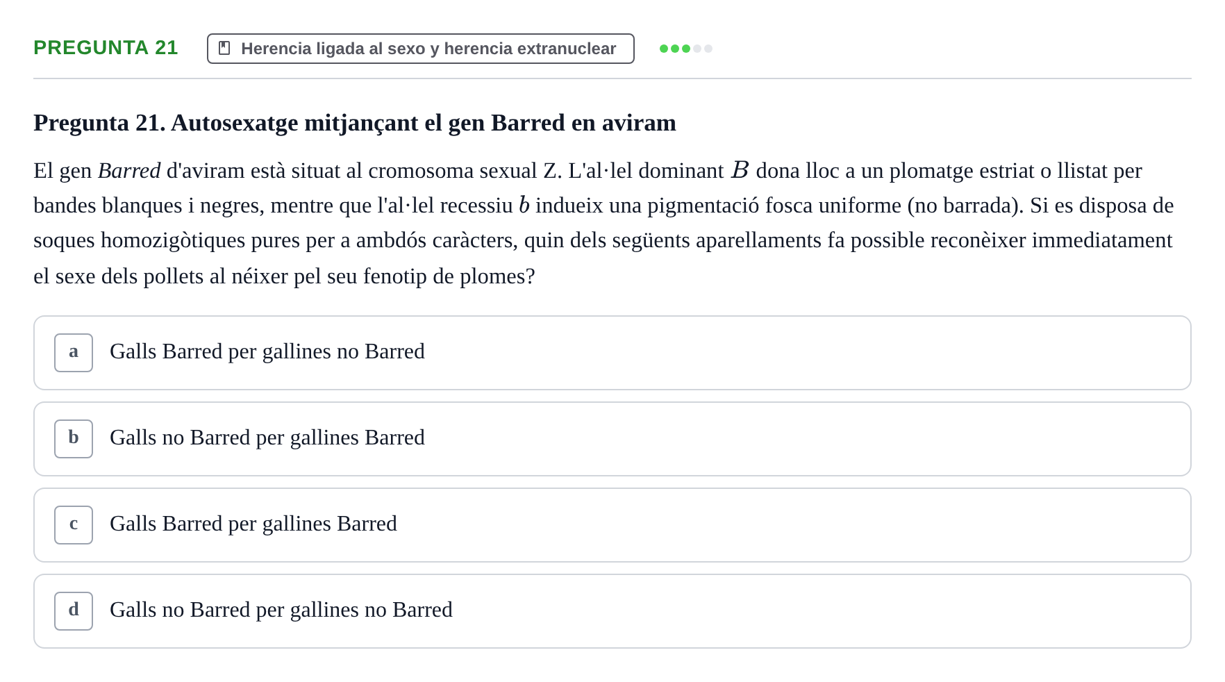 Enunciado: Pregunta 21 · Genética UAB 2021