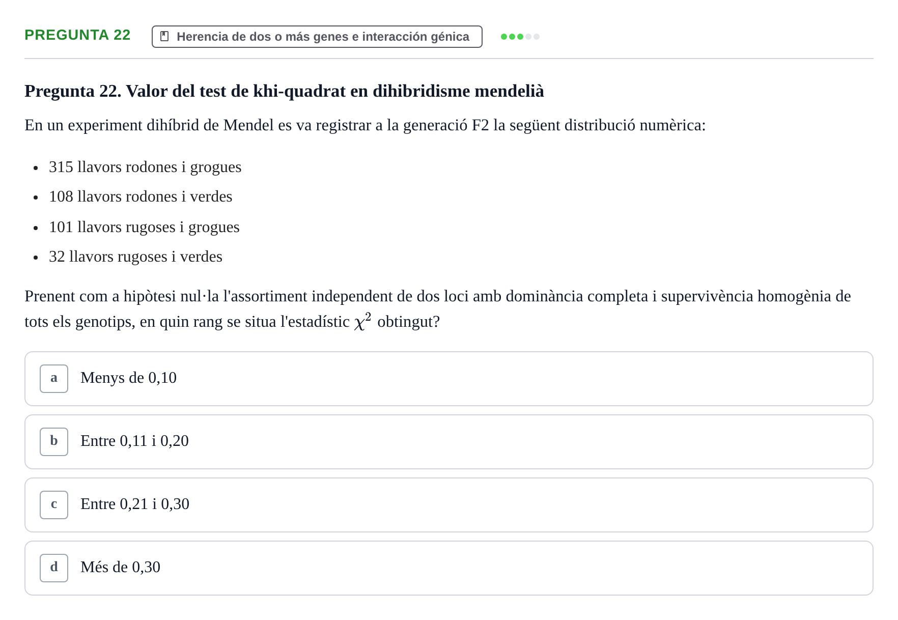 Enunciado: Pregunta 22 · Genética UAB 2021