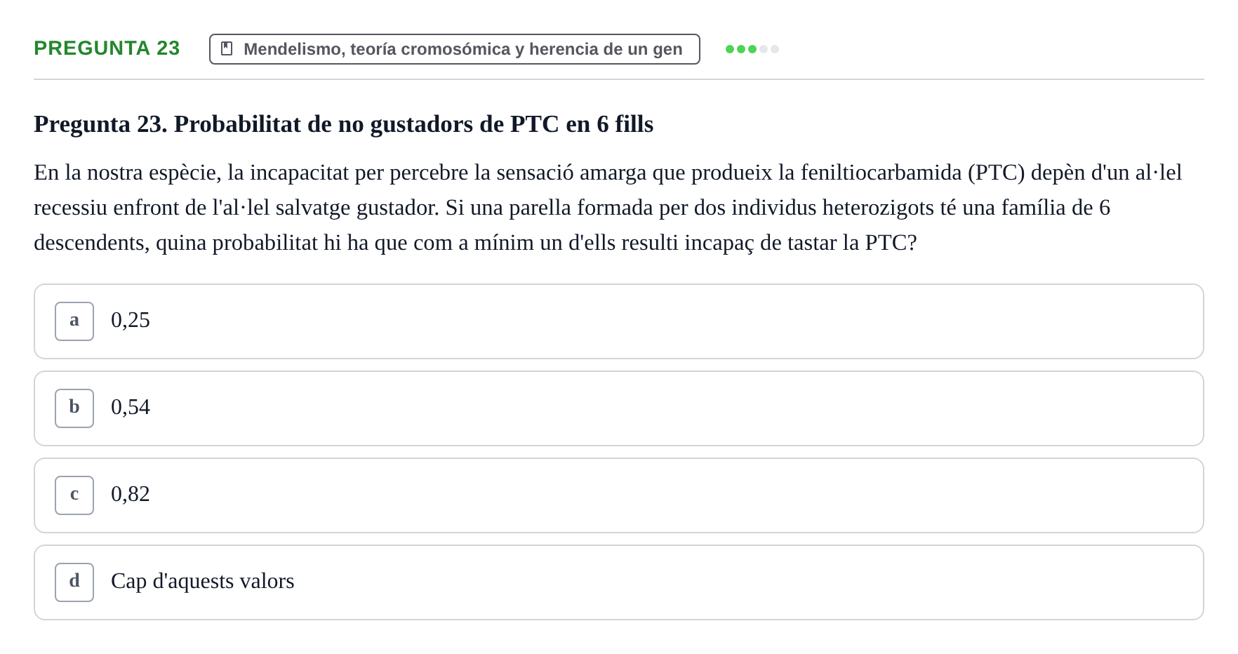 Enunciado: Pregunta 23 · Genética UAB 2021