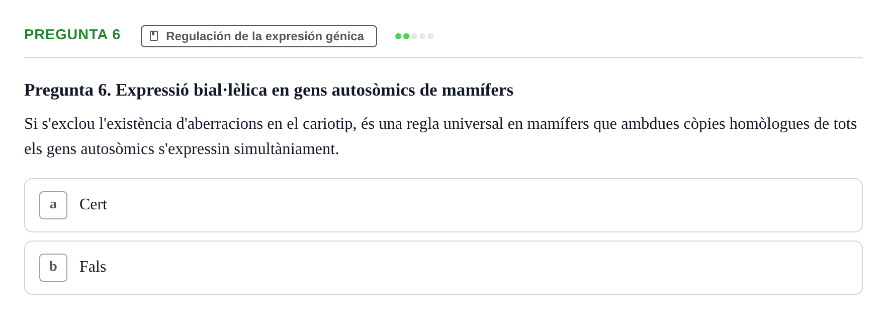 Enunciado: Pregunta 6 · Genética UAB 2021