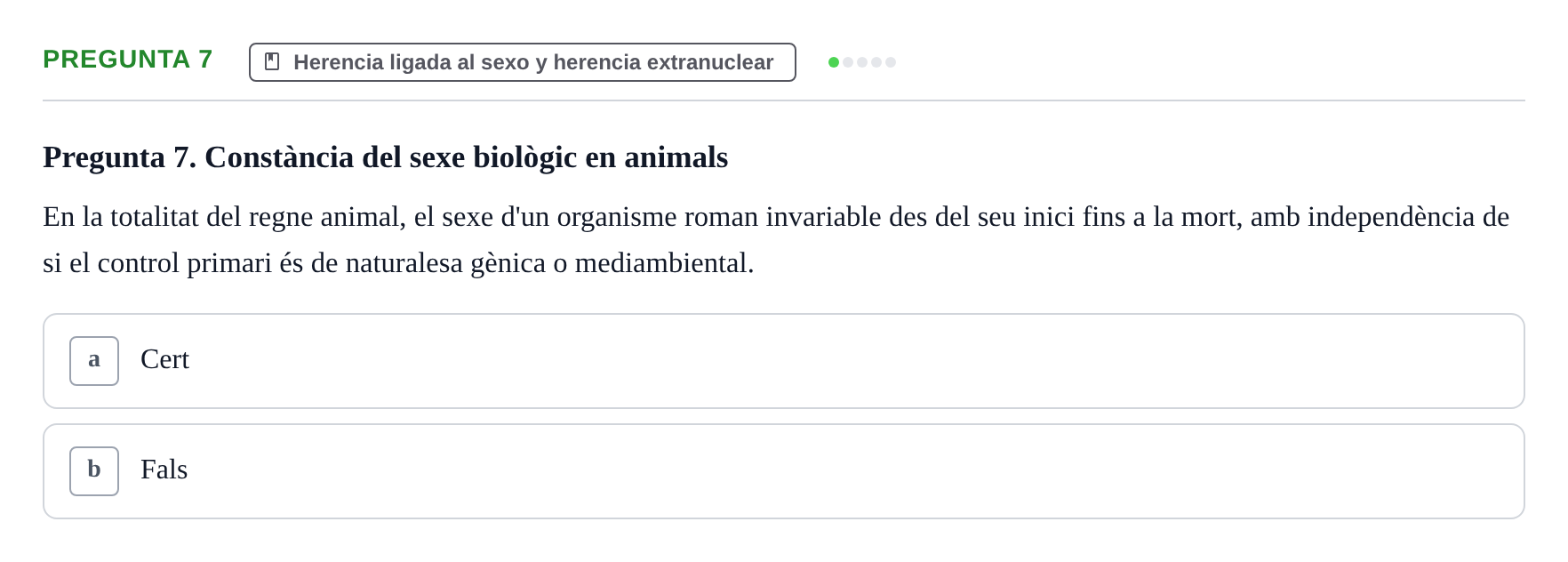 Enunciado: Pregunta 7 · Genética UAB 2021