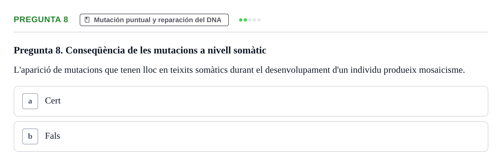 Enunciado: Pregunta 8 · Genética UAB 2021