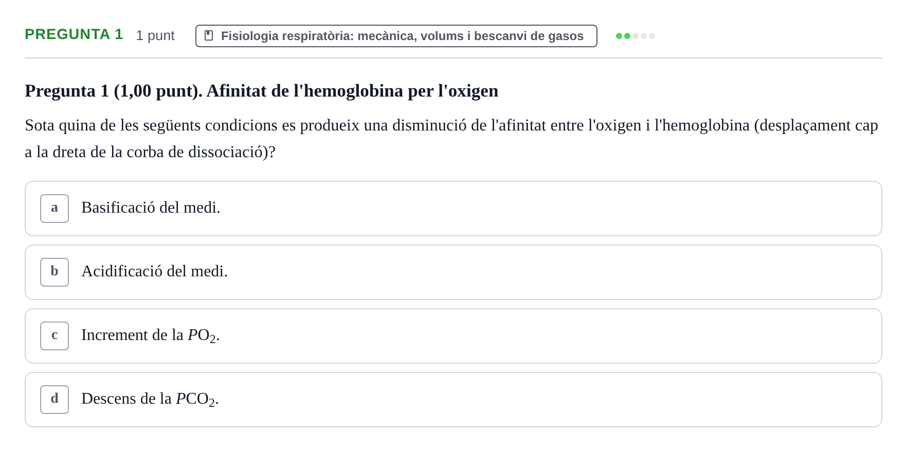 Enunciado: Pregunta 1 · Estructura i Funció del Cos Humà II UVIC 2022