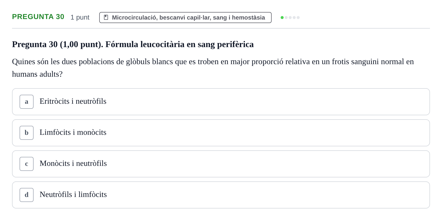 Enunciado: Pregunta 30 · Estructura i Funció del Cos Humà II UVIC 2022