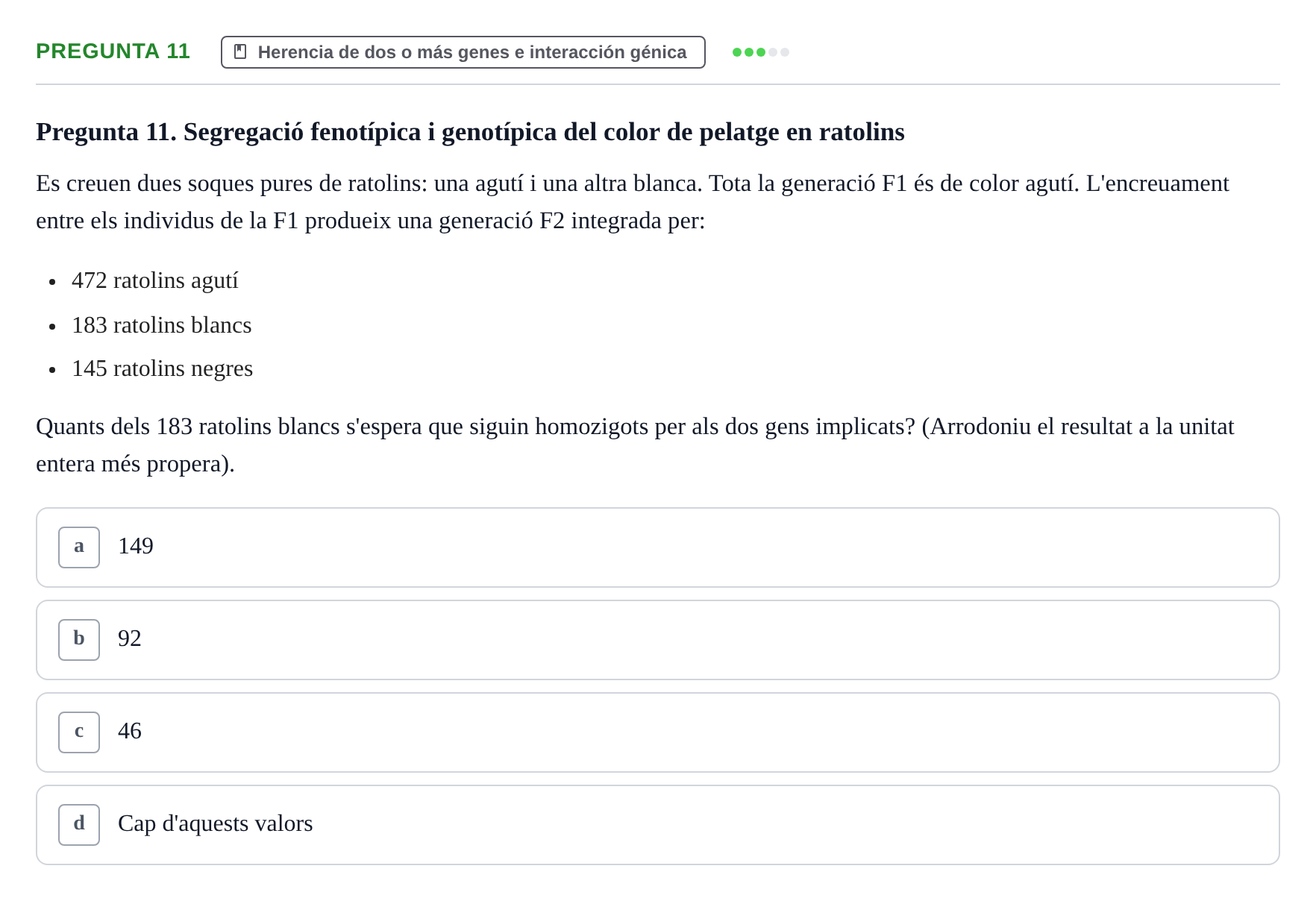 Enunciado: Pregunta 11 · Genética UAB 2022