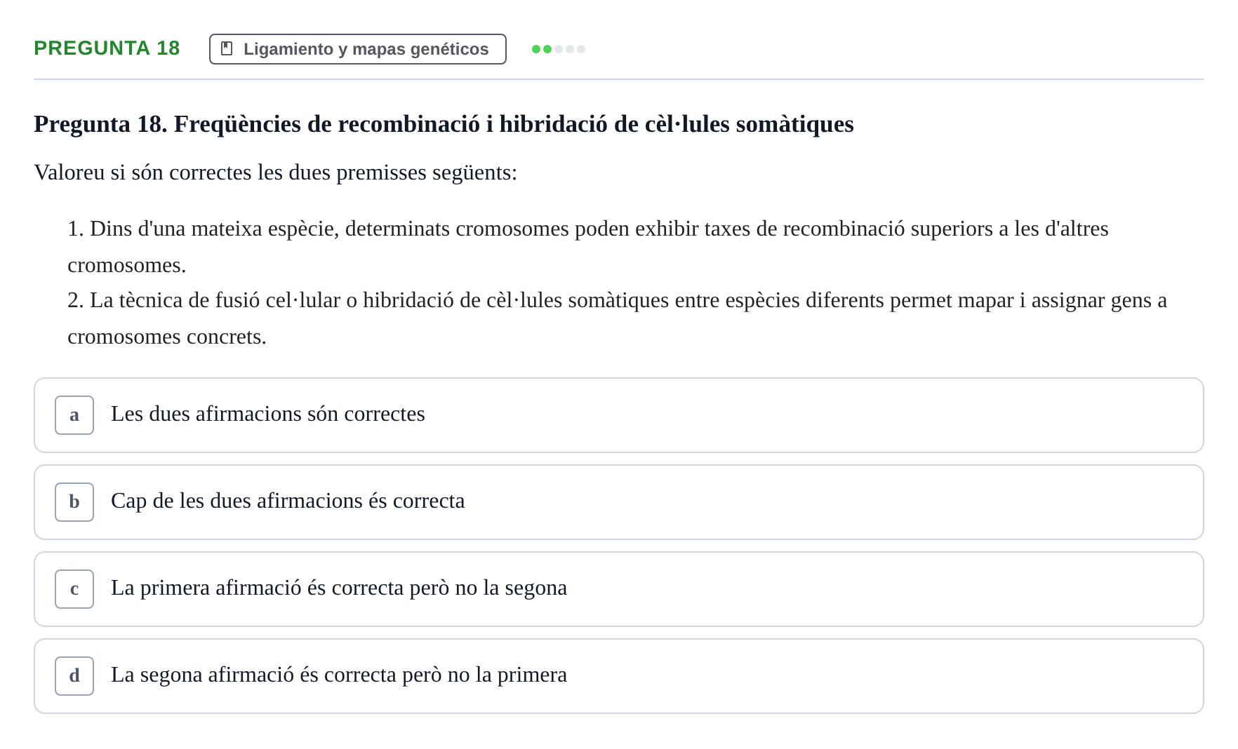 Enunciado: Pregunta 18 · Genética UAB 2022