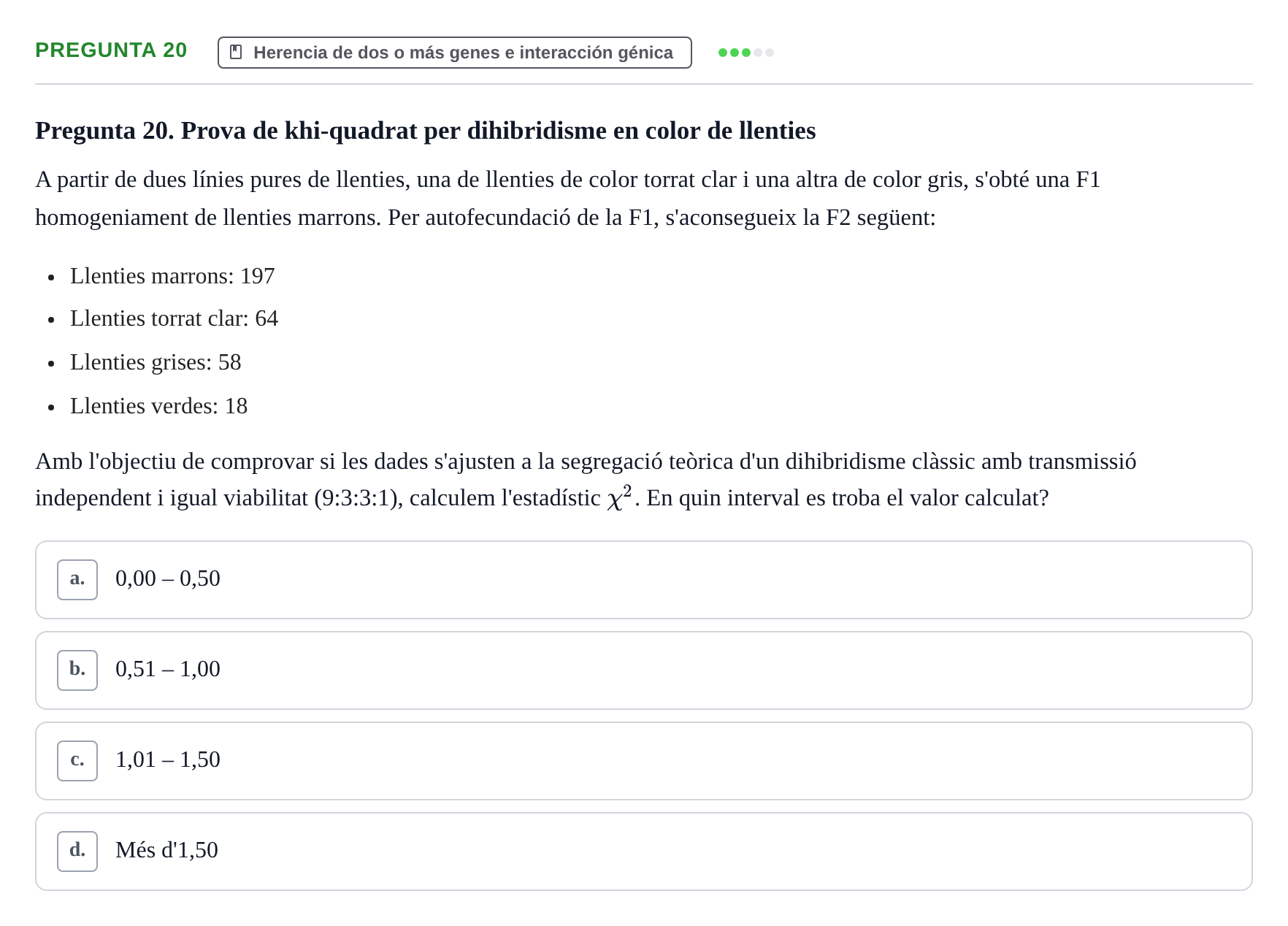 Enunciado: Pregunta 20 · Genética UAB 2022