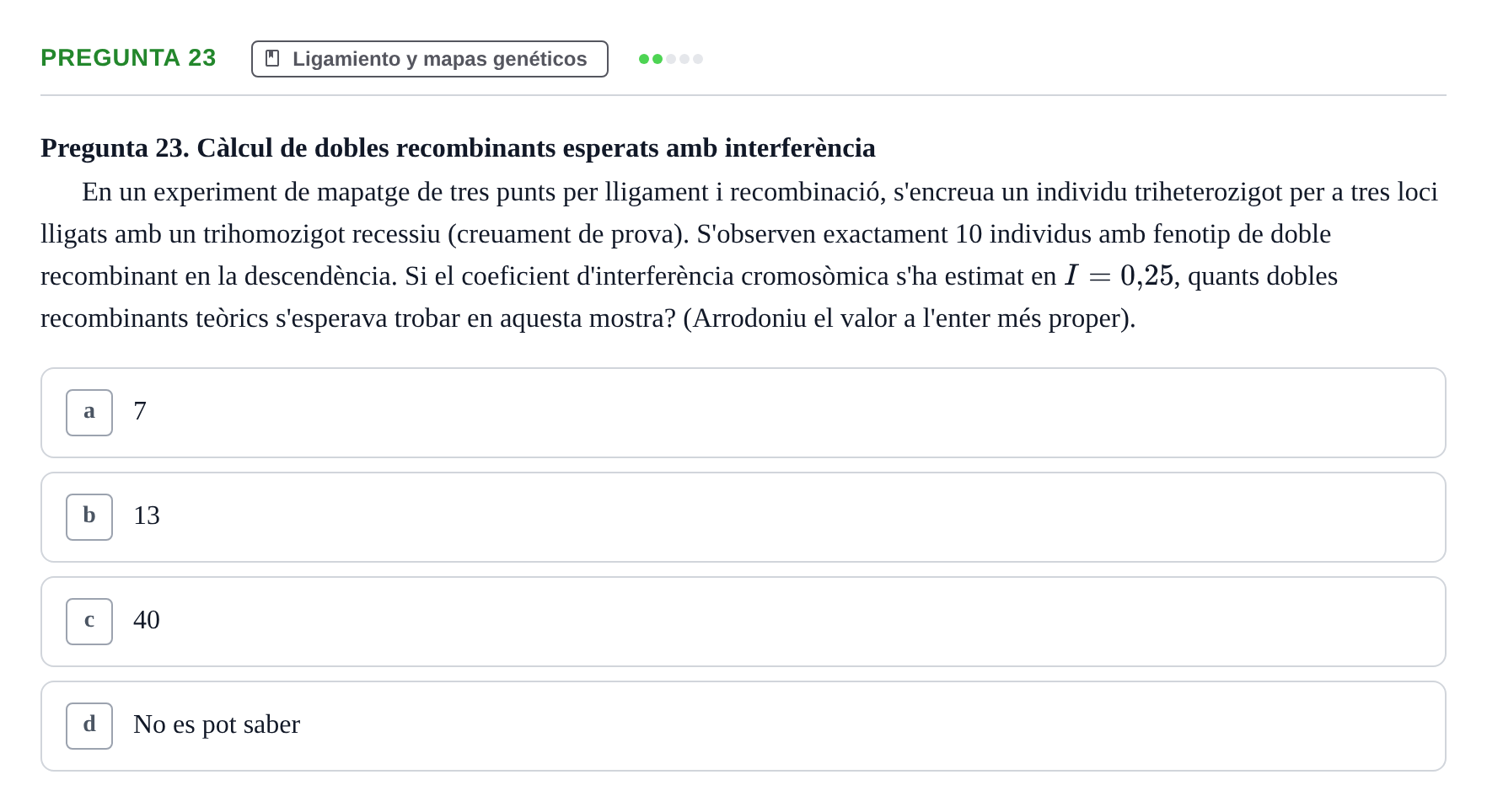 Enunciado: Pregunta 23 · Genética UAB 2022
