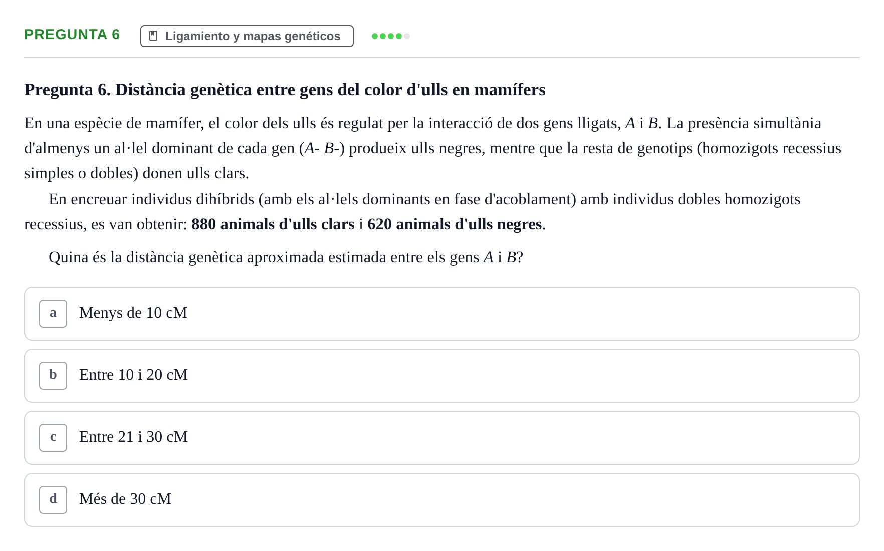 Enunciado: Pregunta 6 · Genética UAB 2022
