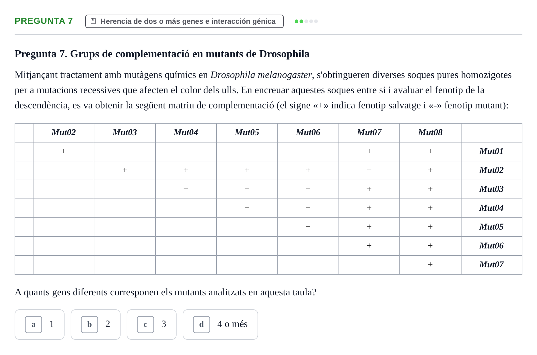 Enunciado: Pregunta 7 · Genética UAB 2022