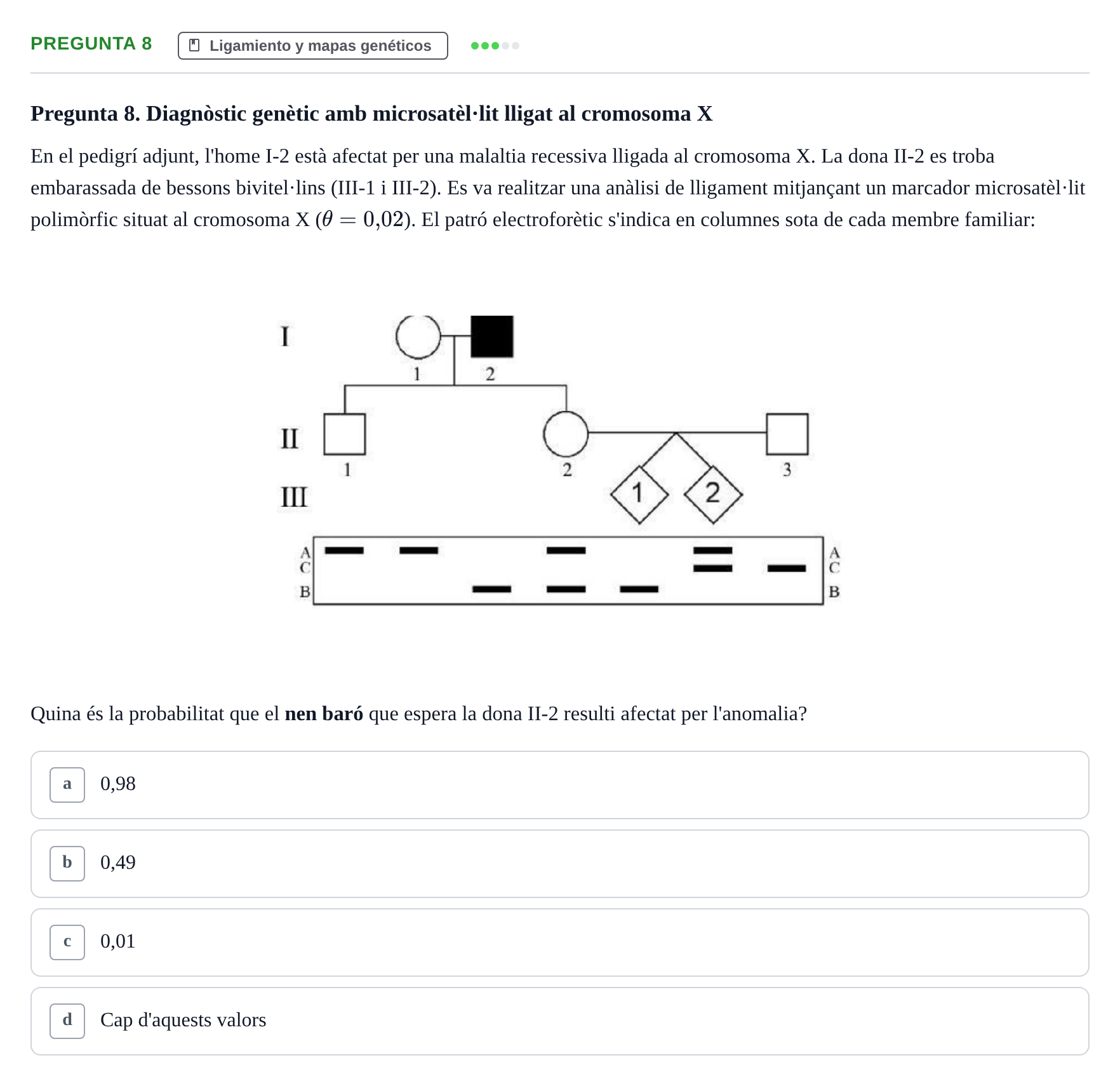 Enunciado: Pregunta 8 · Genética UAB 2022