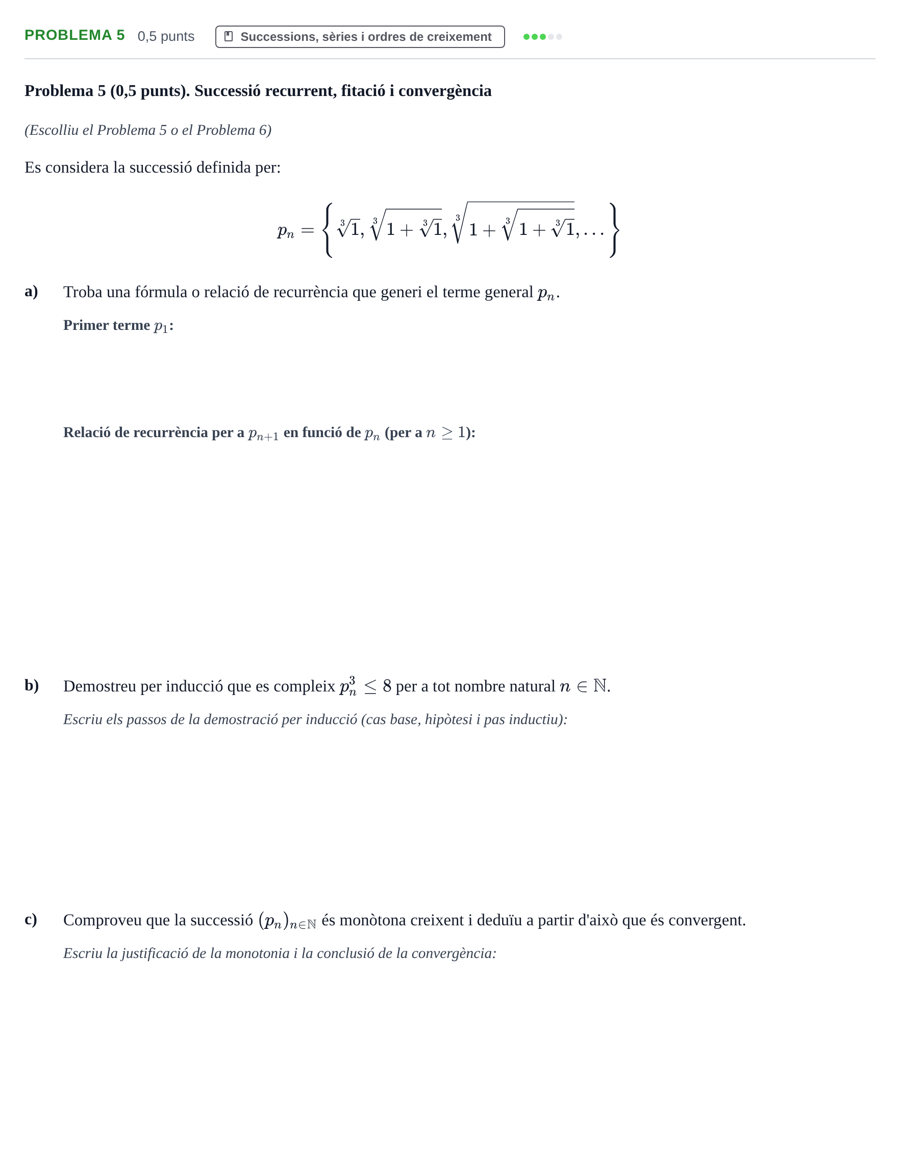 Enunciado: Problema 5 · Estadística i Optimització UDL Juny 2015