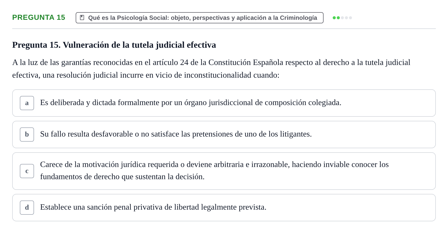 Enunciado: Pregunta 15