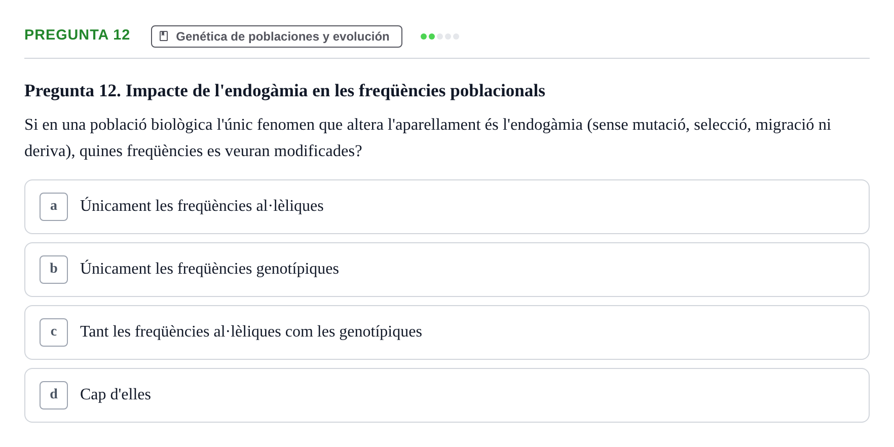 Enunciado: Pregunta 12 · Genética UAB 2022
