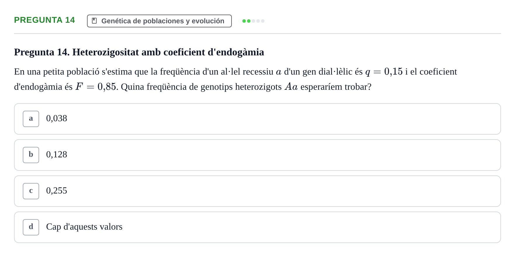 Enunciado: Pregunta 14 · Genética UAB 2022