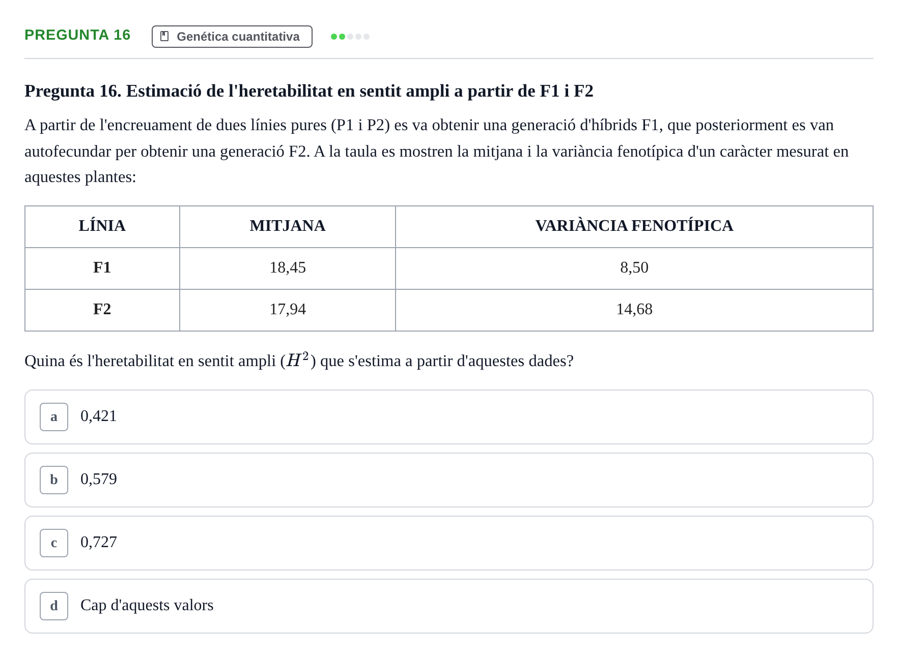 Enunciado: Pregunta 16 · Genética UAB 2022