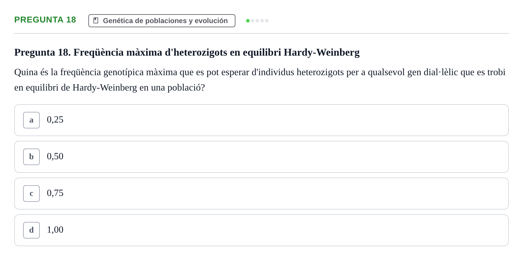 Enunciado: Pregunta 18 · Genética UAB 2022