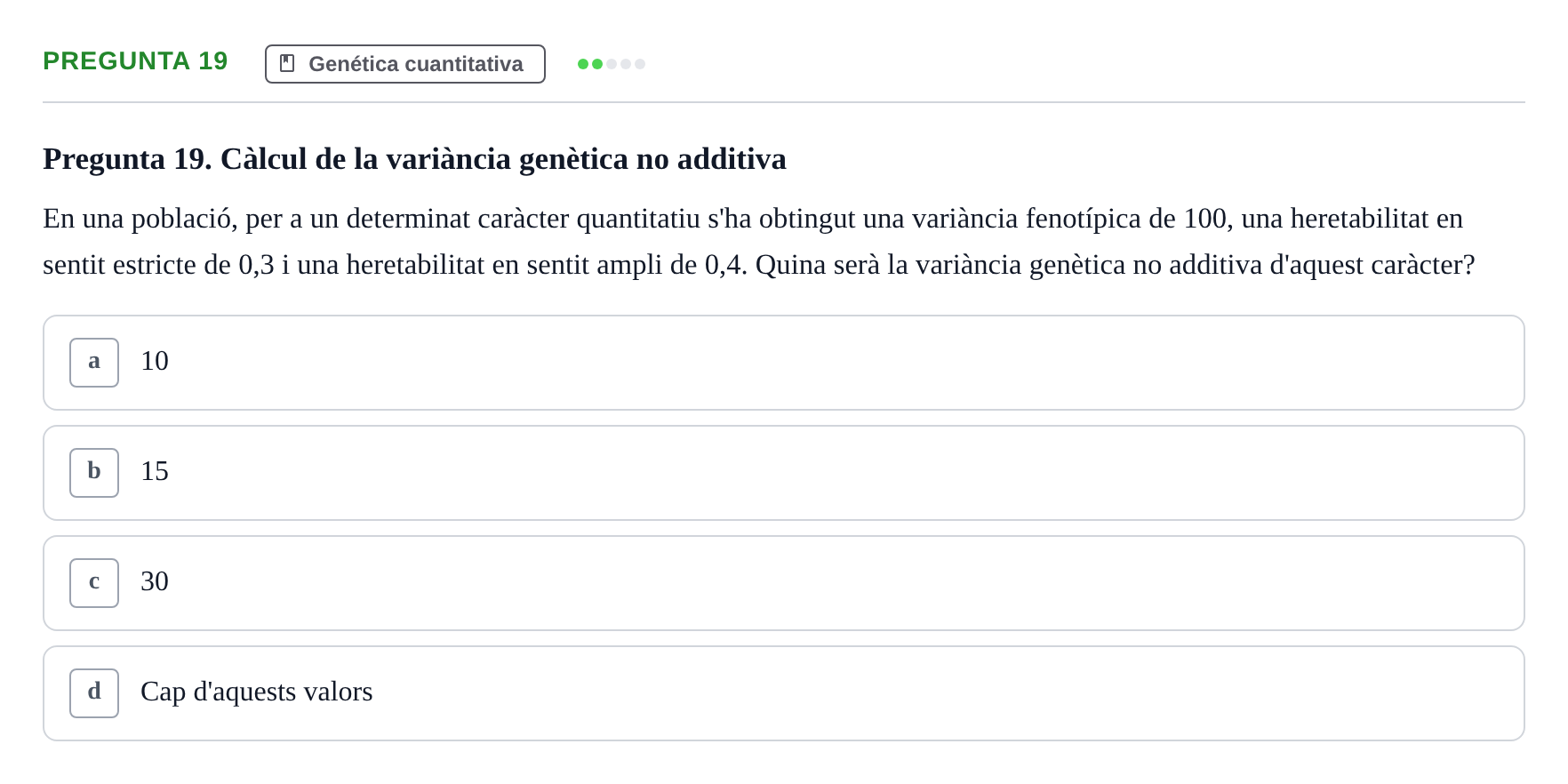 Enunciado: Pregunta 19 · Genética UAB 2022