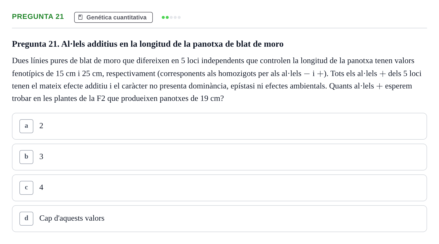 Enunciado: Pregunta 21 · Genética UAB 2022