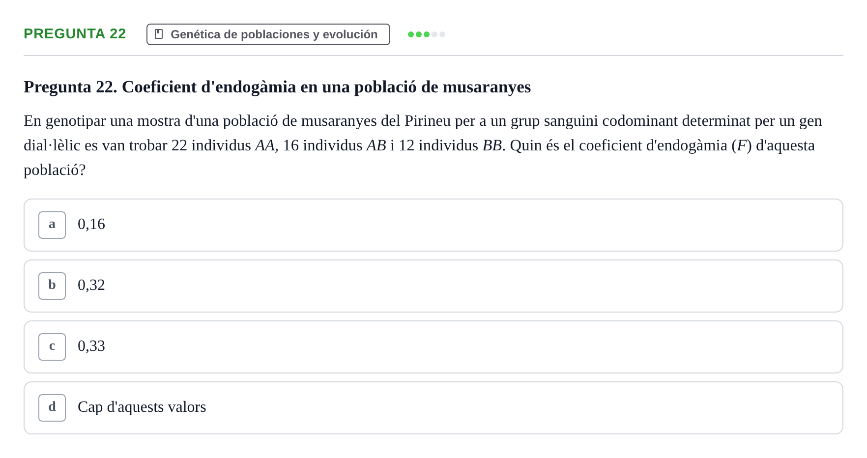 Enunciado: Pregunta 22 · Genética UAB 2022