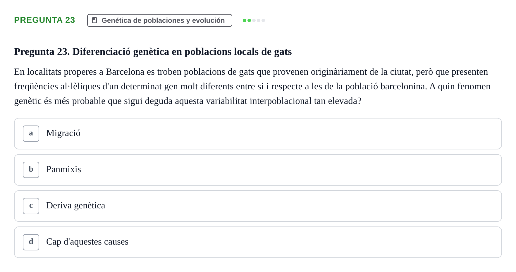 Enunciado: Pregunta 23 · Genética UAB 2022