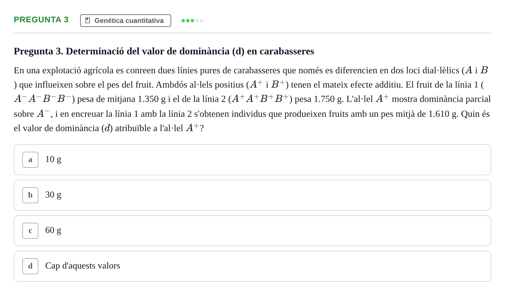 Enunciado: Pregunta 3 · Genética UAB 2022