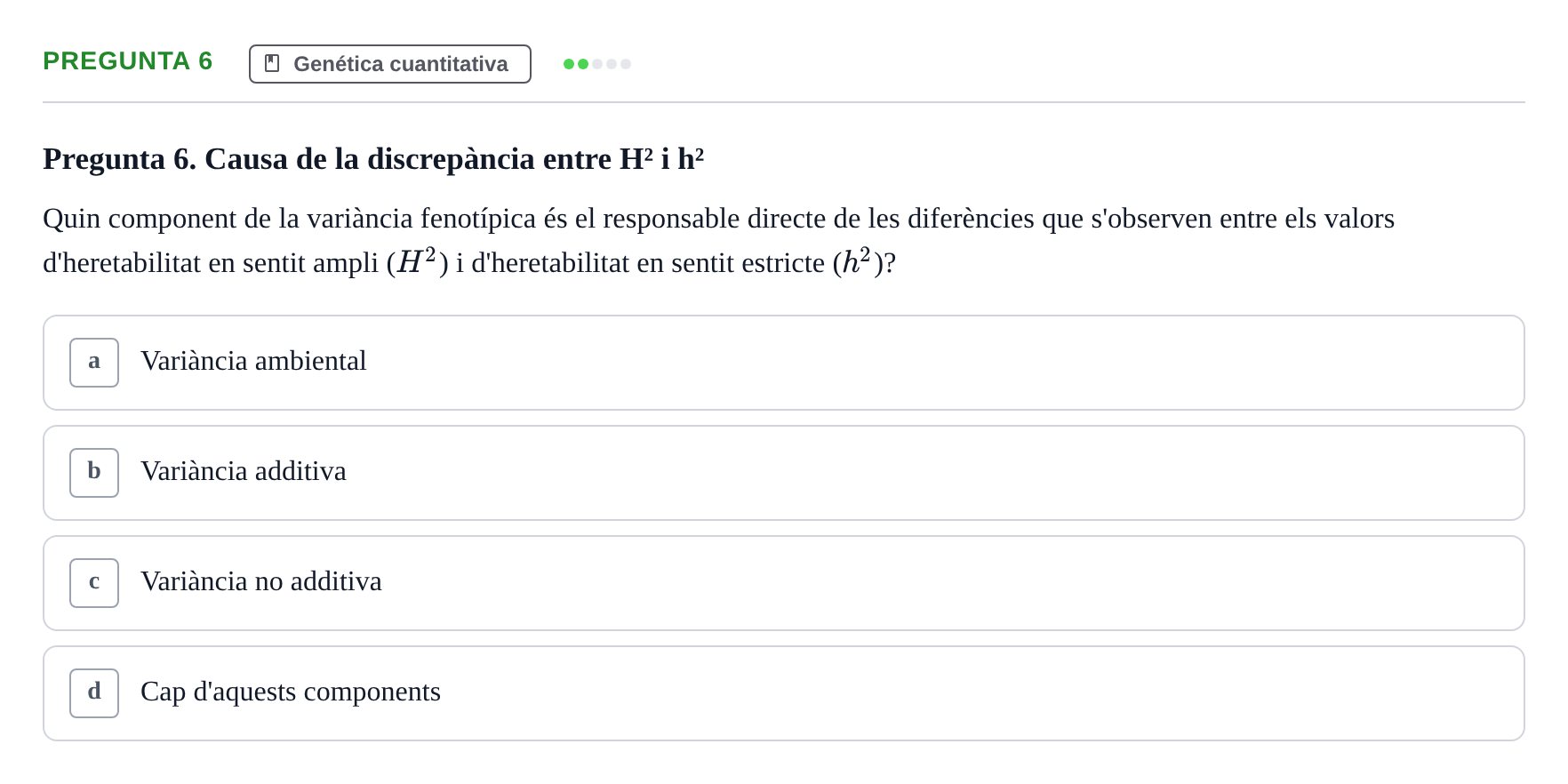 Enunciado: Pregunta 6 · Genética UAB 2022