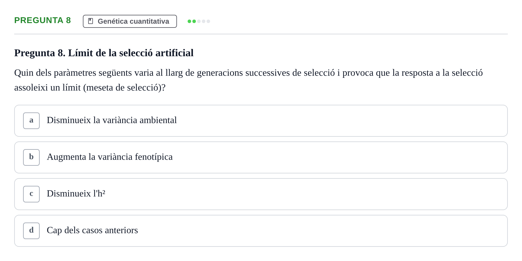 Enunciado: Pregunta 8 · Genética UAB 2022