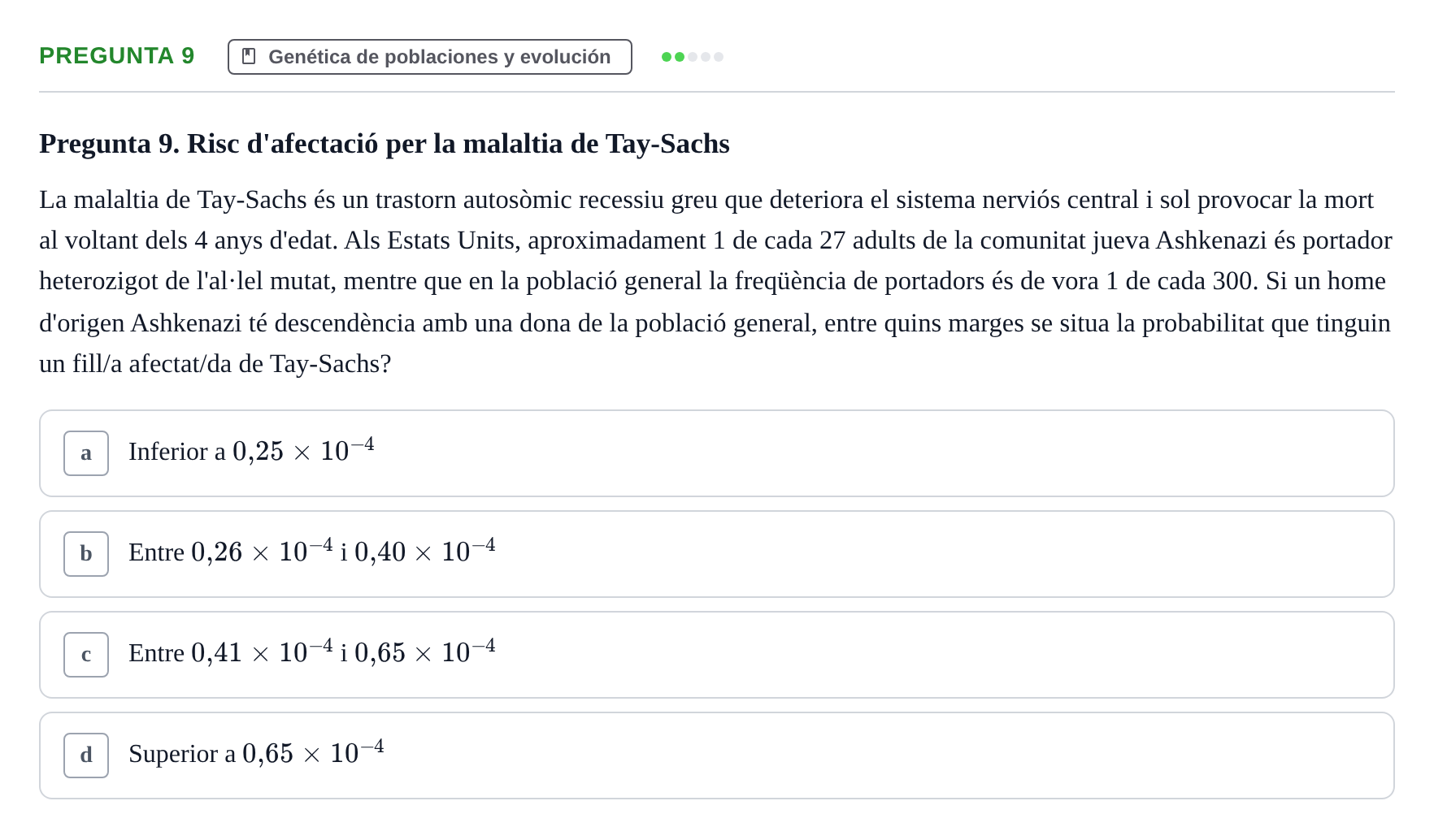 Enunciado: Pregunta 9 · Genética UAB 2022