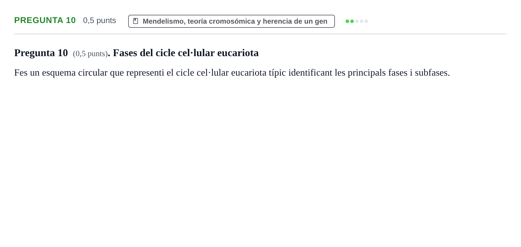 Enunciado: Pregunta 10 · Genética UAB 2023