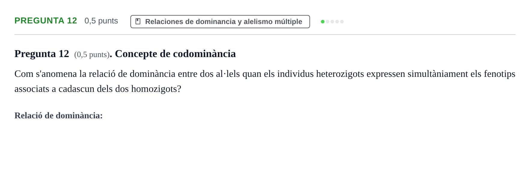 Enunciado: Pregunta 12 · Genética UAB 2023