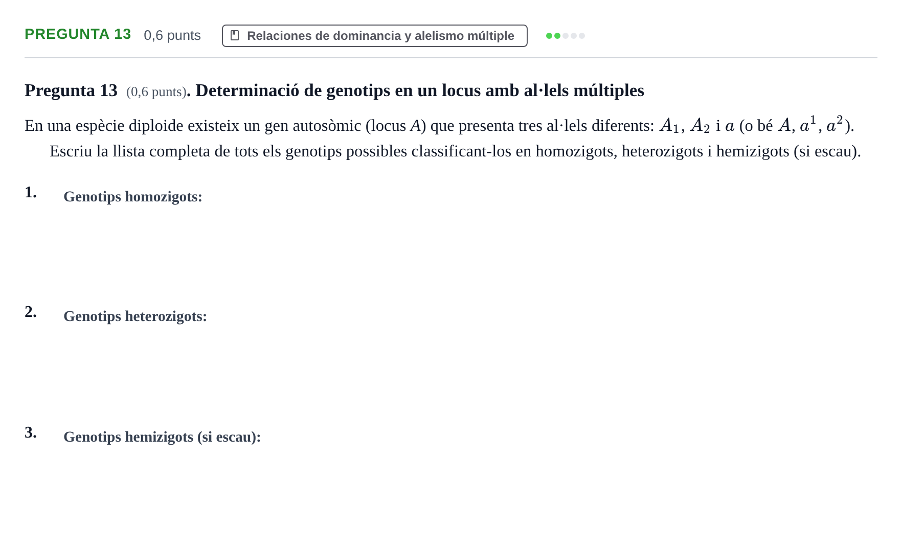 Enunciado: Pregunta 13 · Genética UAB 2023