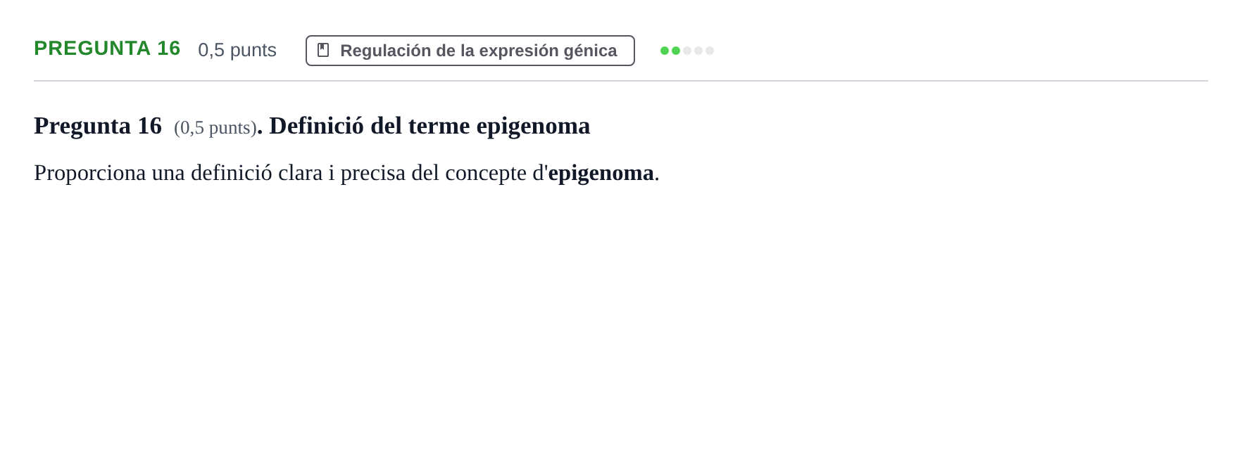 Enunciado: Pregunta 16 · Genética UAB 2023
