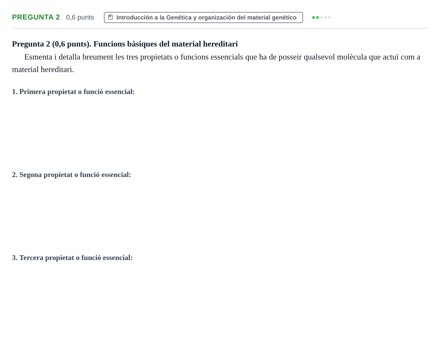 Enunciado: Pregunta 2 · Genética UAB 2023