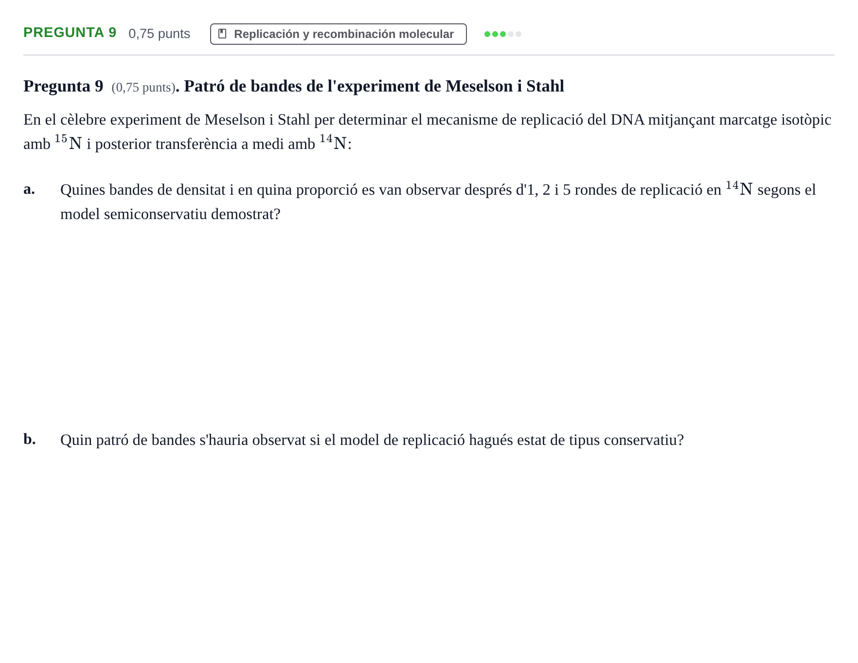Enunciado: Pregunta 9 · Genética UAB 2023