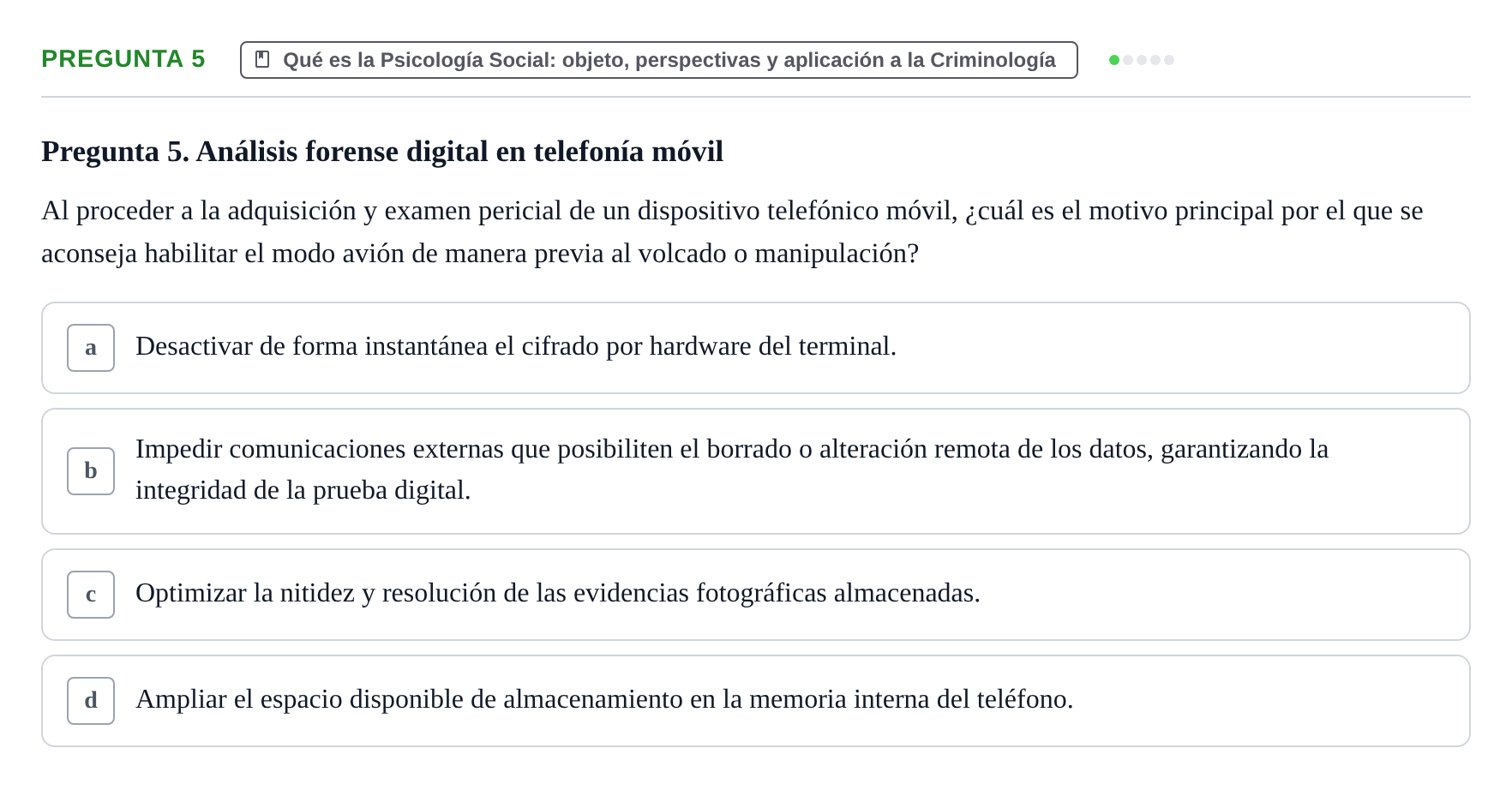 Enunciado: Pregunta 5