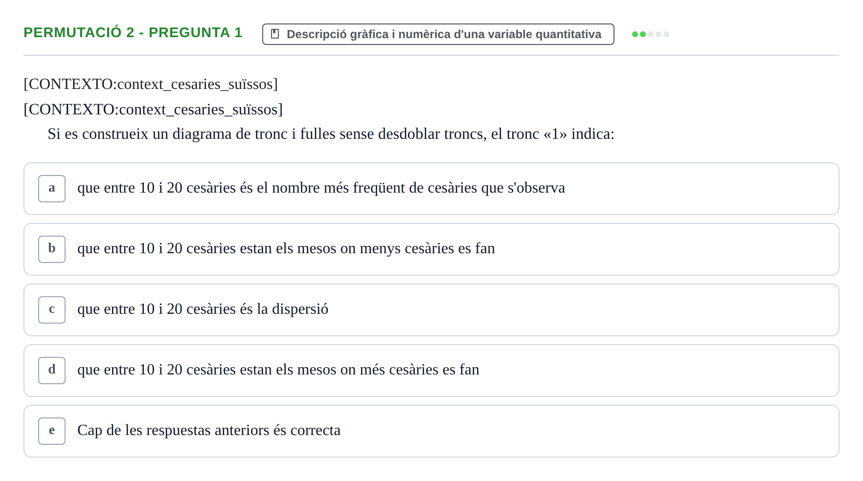 Enunciado: Ejercicio Permutació 2 - Pregunta 1 · Anàlisi de Dades UPF Test en classe 1. Anàlisi de Dades (Permutacions 1 a 5)