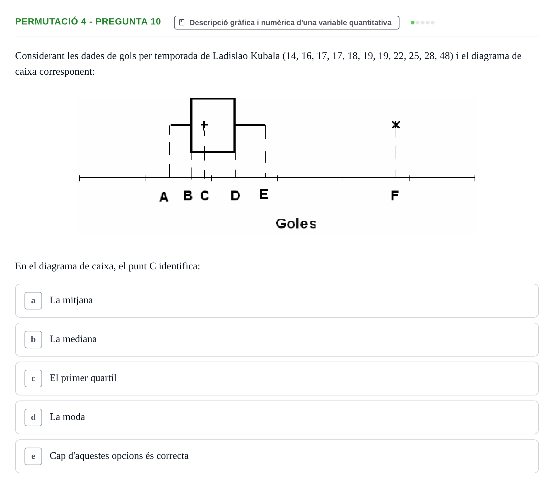 Enunciado: Ejercicio Permutació 4 - Pregunta 10 · Anàlisi de Dades UPF Test en classe 1. Anàlisi de Dades (Permutacions 1 a 5)