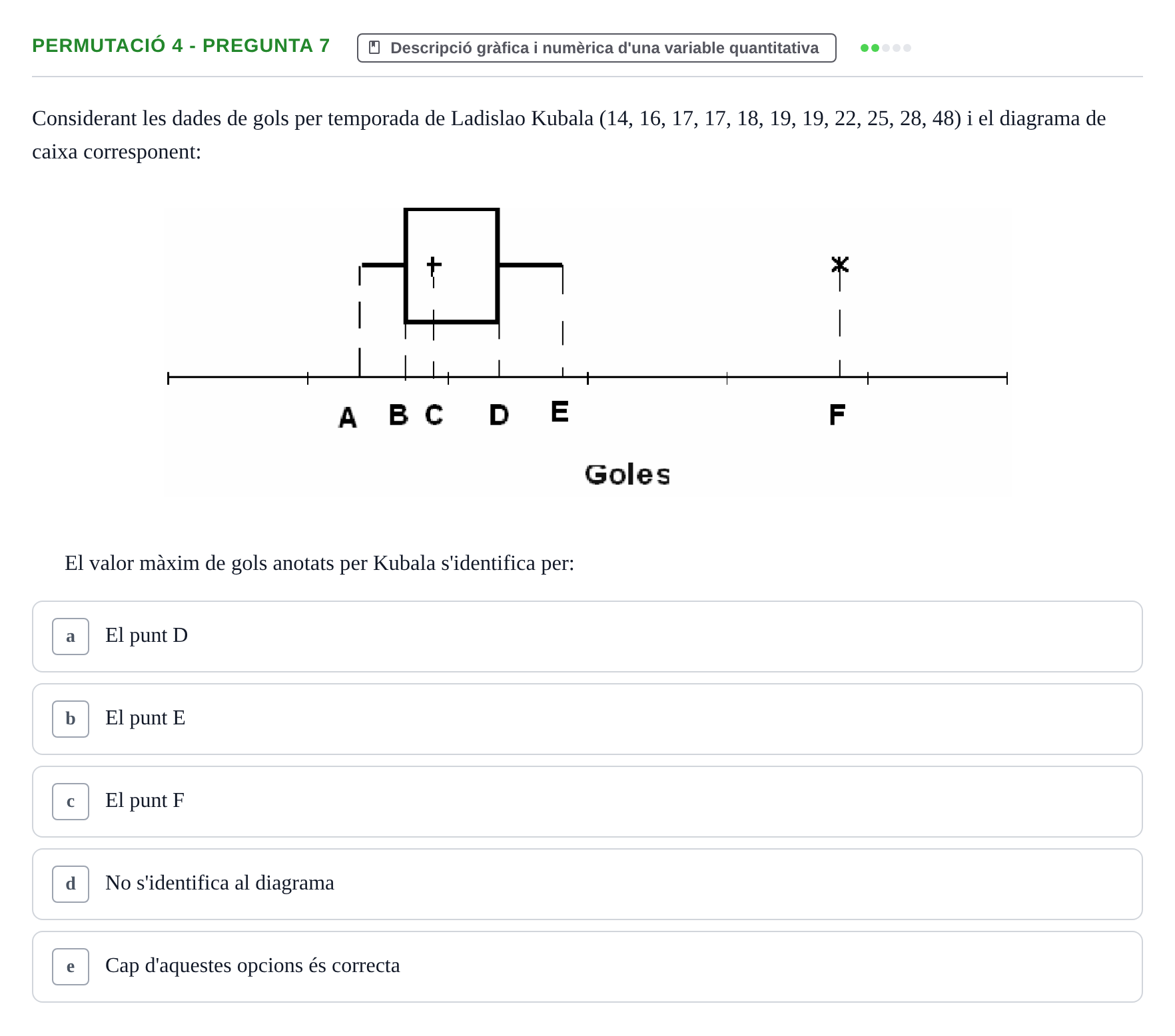 Enunciado: Ejercicio Permutació 4 - Pregunta 7 · Anàlisi de Dades UPF Test en classe 1. Anàlisi de Dades (Permutacions 1 a 5)
