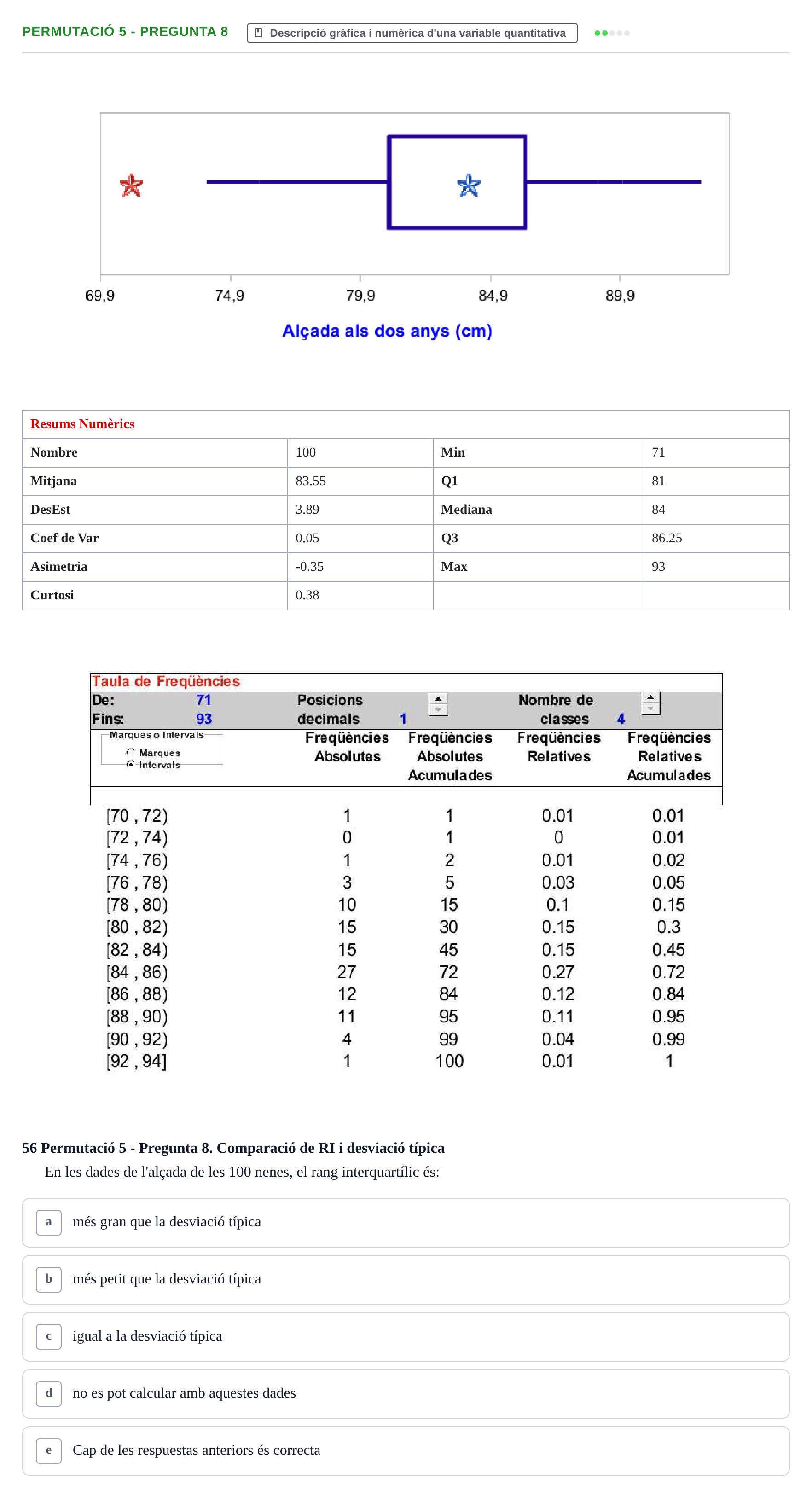 Enunciado: Ejercicio Permutació 5 - Pregunta 8 · Anàlisi de Dades UPF Test en classe 1. Anàlisi de Dades (Permutacions 1 a 5)