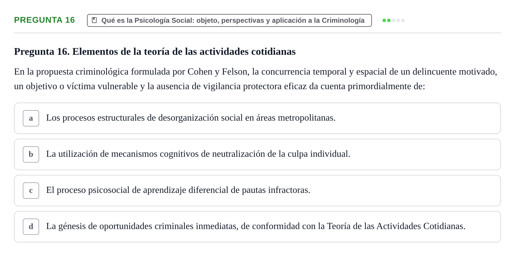 Enunciado: Pregunta 16