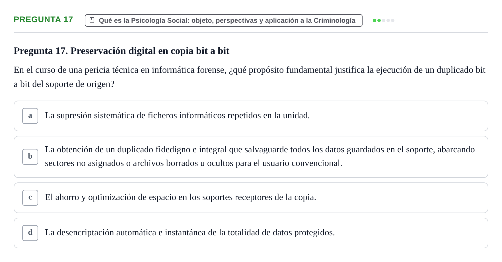 Enunciado: Pregunta 17